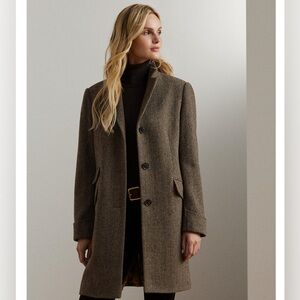 Lauren Ralph Lauren Tan Herringbone Trench Coat
